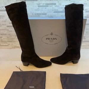 Prada Knee High Suede Boots
